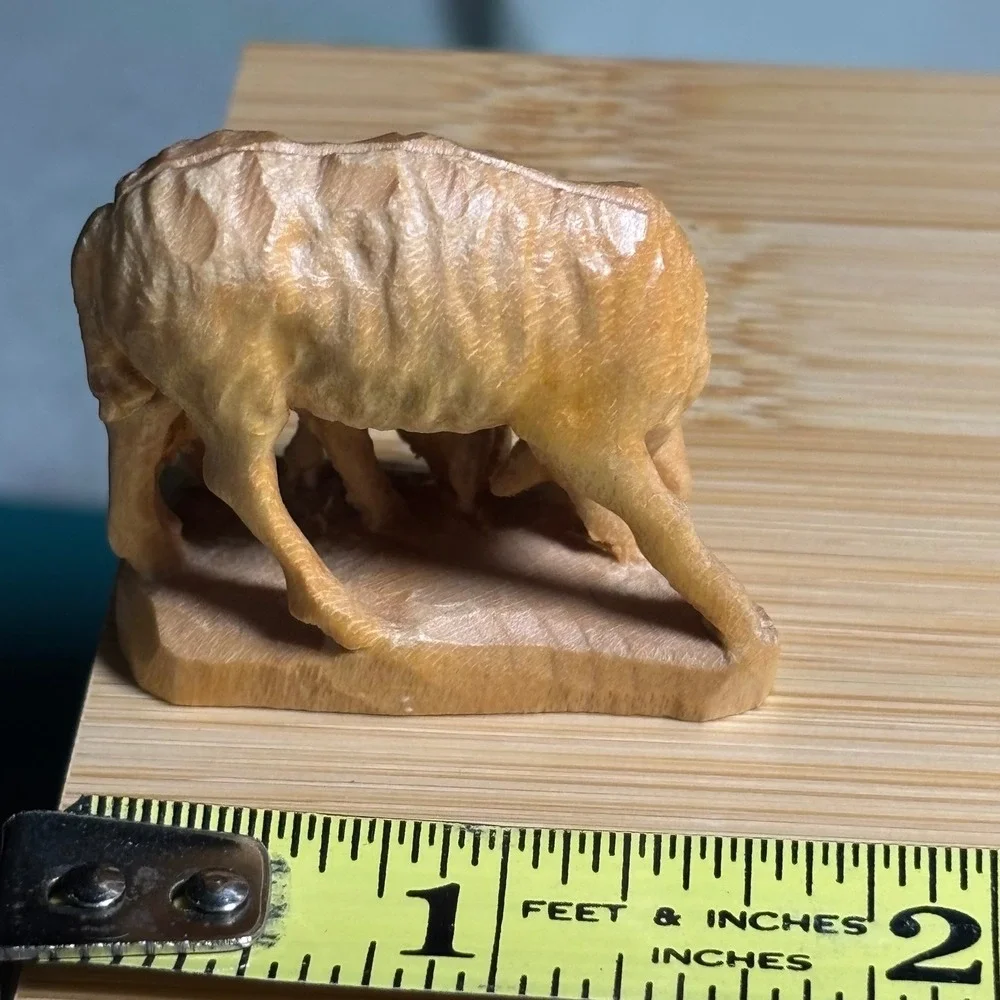Anri Italy Hand Carved Wood Sheep‎ and Lamb Figurine Miniature Nativity Decor
